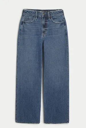 Hollister Ultra High-Rise Medium Wash Baggy Jeans thumbnail 1