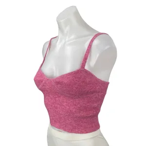 Aritzia Wilfred Pink Wool Cashmere Bustier Ribbed Knit Cami Tank Crop Top Sz XS thumbnail 3