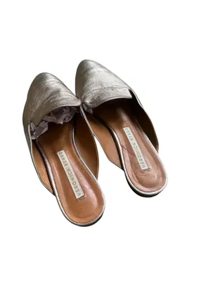 Veronica Beard Gold Metallic Leather Mules 38.5 thumbnail 3