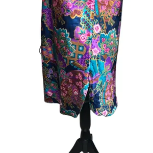 Vintage California Miss Floral Satin Short Chemise M Nightgown Side Slit thumbnail 7