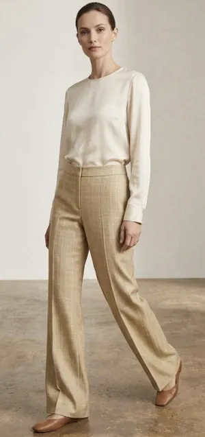 Vintage Carlisle Silk Wool Blend Textured Plaid Trouser Size 14‎ Lined thumbnail 1