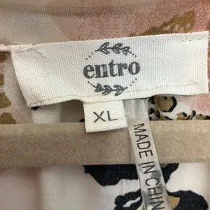 Entro Womens XL Floral Leopard Print Babydoll Shirt Dress Cream D18761P thumbnail 4