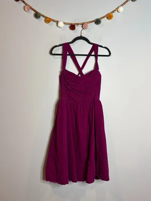 Anthropologie HD in Paris magenta corduroy Paca Halter Dress thumbnail 2