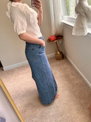 Mango long denim high waist skirt. S thumbnail 16