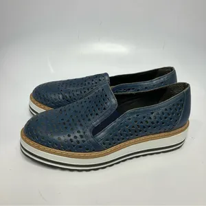 Summit by white mountain blue perforated leather‎ platform shoes size 39 thumbnail 7