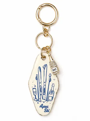 Piper K NWT Aprés Ski Bag Charm Key Chain Gold Rhinestone Champagne Bottle Motel thumbnail 2