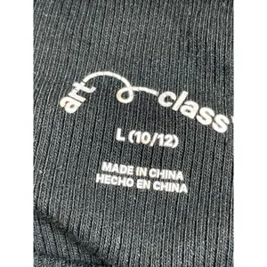 Art Class Hibiscus Embroidery Black Ribbed Crop Crew Neck Baby Tee T-Shirt Top L thumbnail 5