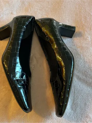 Nordstrom black patent leather pumps with crocodile embossing size 8M thumbnail 6