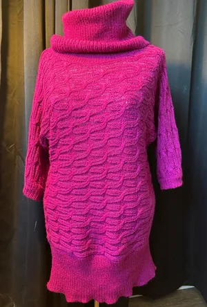 Old Navy Magenta Pink Cowl Neck Cable Knit Sweater Dress Small‎ Dolman Sleeve thumbnail 1
