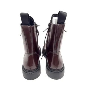 DKNY Burgundy Patent Leather Combat Boots Lace Up Zip Size 6M thumbnail 7