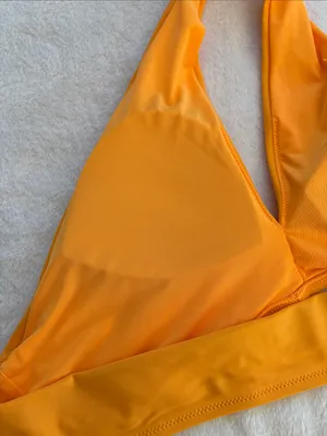 Aerie size large High-Waist Halter Bikini Set - Bright Orange thumbnail 10