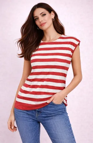 B.yu Made in Italy Fisherman Striped T-Shirt‎ Coastal Sustainable Women's Size L thumbnail 1