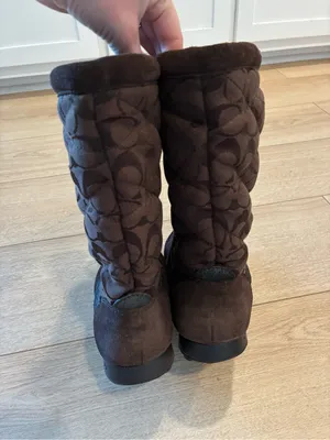 Coach Women’s Juniper Boot Quilted Brown Suede Signature Logo Size 8.5 thumbnail 5