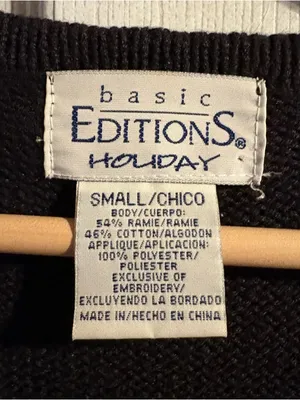 Basic Editions Christmas Sweater Vest Womens Small Black Holiday Patchwork Knit thumbnail 5
