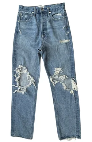 AGOLDE‎ 90s Jean Womens 23 High Rise Straight Leg Distressed Blue Denim Grunge thumbnail 1