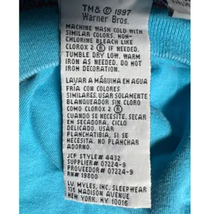 Vintage‎ 1997 Looney Tunes Taz Nightshirt Teal Cotton Long Sleeve Medium thumbnail 6