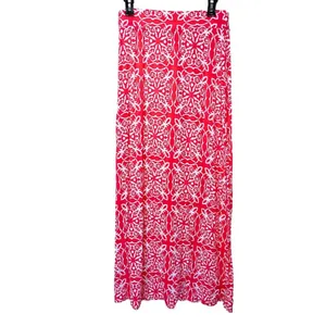 Boden Jersey Maxi‎ Skirt Size 8 Coral Pink White Paisley Colorful Draped Summer thumbnail 2