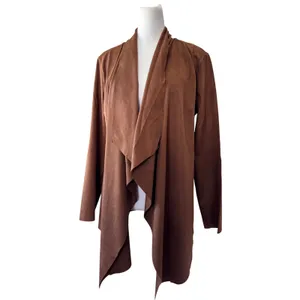 Soft Surroundings Chocolate Brown Faux Suede Lightweight Open Front Jacket thumbnail 3
