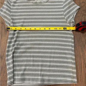 American Eagle Outfitters Gray and White Striped Tee thumbnail 2