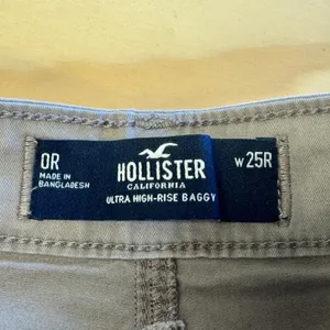Hollister Ultra High-Rise Baggy Cargo Pants Taupe Brown W25R 0R Wide Leg Utility thumbnail 7