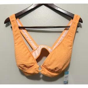 Cabana By Crown‎ & Ivy Women's Orange Crinkle Textured Bikini Set SZ Large NWT thumbnail 2
