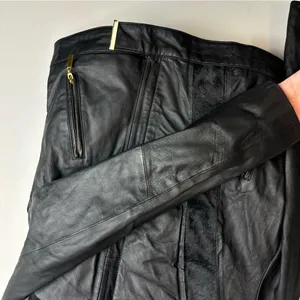 IMAN Genuine Leather Zip Jacket Sz XS Womens Fur Moto thumbnail 9
