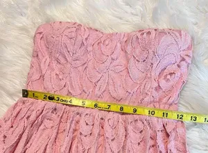Nymphe Light Pink Strapless Mini Dress Size Medium Juniors? Lace Overlay flirty thumbnail 7