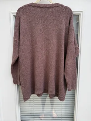 French Connection Wool Blend Oversized V Neck Sweater Mauve M thumbnail 4