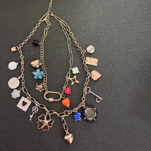Free People 🍀Gold Charm Necklace with Multicolor Accents thumbnail 7