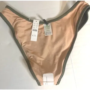 J Crew Olive Green Textured Curved-Waist Cheeky Bikini Bottom Size Large NWT‎ thumbnail 4