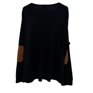 Lauren Ralph Lauren Top Women 3X Black Suede Elbow Patch Zipper Shoulder Cotton thumbnail 8