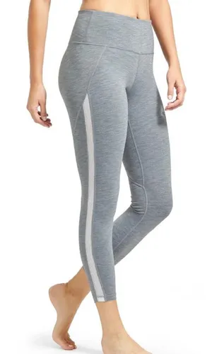 Athleta High Rise Chaturanga Leggings Heathered Grey White Side Stripe Size M thumbnail 1