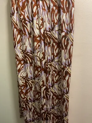Open Edit Abstract Print Satin Trousers Pants in Purple Lava Size Medium thumbnail 5