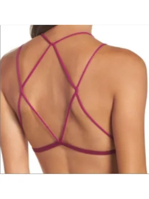 Free People High Neck Strappy Back Bralette in Pink / Purple NWT thumbnail 2