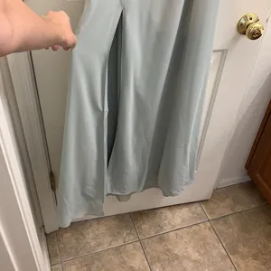 Bhldn Diana Sage green mint gown ruffle slit med thumbnail 6