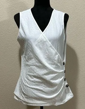 White Ruched Wrap Top Size 12 thumbnail 1