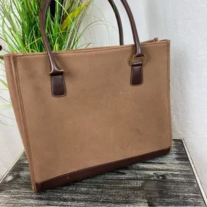 Diane Von Furstenberg Brown & Tan Suede Large Maxi Tote Bag Handbag thumbnail 3