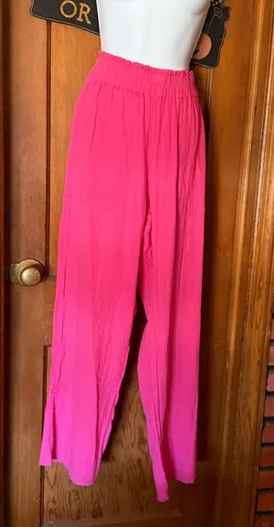 Elan Women's Elastic-Waist Pink Wide-Leg Pants thumbnail 1