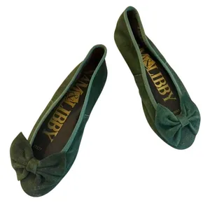Vintage 90's Sam & Libby Ballet Flats in Forest Green Suede sz. 8.5 thumbnail 1