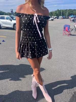 Edikted Jonie scrunch polka dot dress thumbnail 2