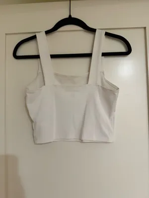 American Eagle White Ribbed Tank thumbnail 2