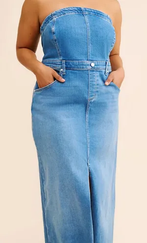 Pilcro the madi front-slit denim midi dress thumbnail 1