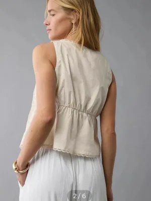 American Eagle Tie Front Scoop Neck Flyaway Tank Top thumbnail 2