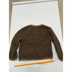 PrettyGarden Brown Sherpa Fleece Cardigan Gold Button Knit Trim Jacket Size L thumbnail 7