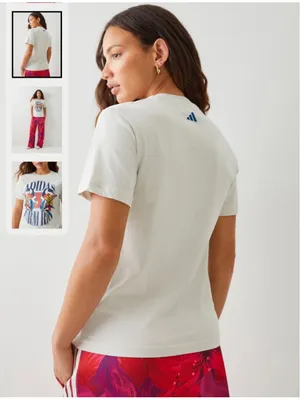 Adidas x Farm Rio Graphic T-Shirt, Women's Size L, NWT Talc Dark Marine thumbnail 4