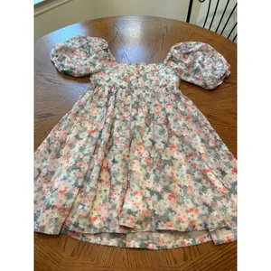 TCEC Floral Puff Sleeve Mini Dress Square Neck Babydoll Multi Color Small thumbnail 6