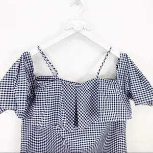Amanda Uprichard Marise Dress Navy Gingham Ruffle Size medium m revolve thumbnail 4
