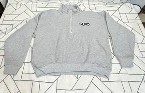 Nuvo‎ Cropped Quarter-Zip Sweatshirt High Collar Embroidered Gray Womens Size M thumbnail 6