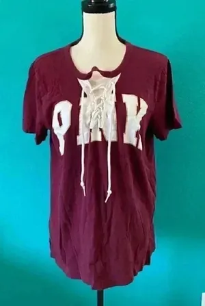 Victoria’s Secret pink marron sports like shirt in size medium thumbnail 1