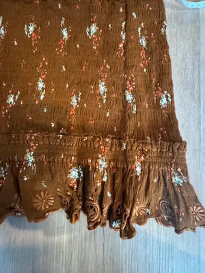 Free People Miss Louise Set Smocked Rust Floral Sz XS thumbnail 11